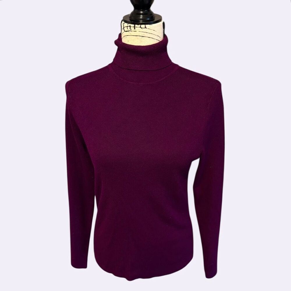 Chico's Purple Ribbed Turtleneck Sweater Size 1 | Medium M Long Sleeve